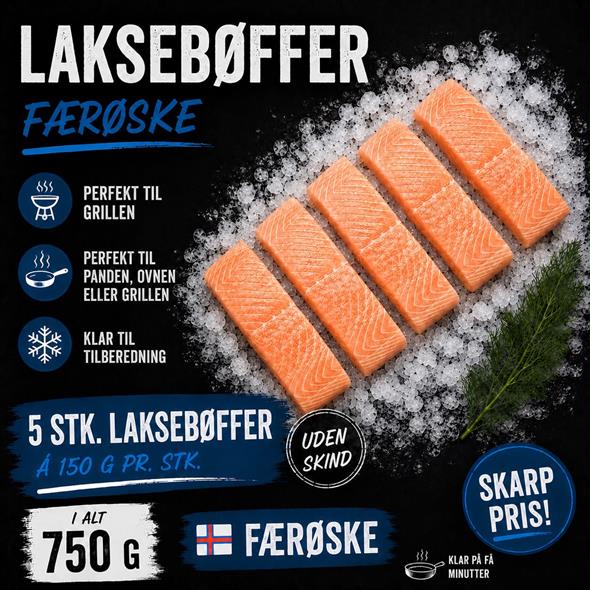 5 stk. Færøske laksebøffer🔴afhentning fra kl 12 onsdag