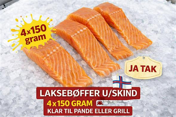 Laksebøffer uden skind ( 4 x 150g.)