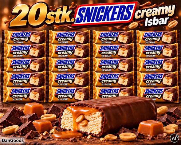 Kasse snickers is 20stk.