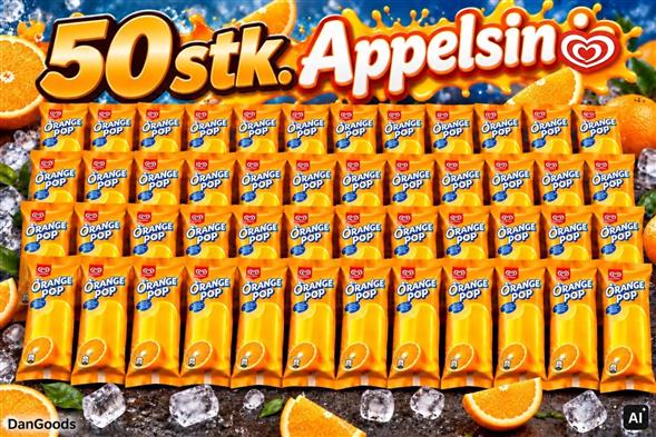 Kasse orange pop ispinde 50stk.