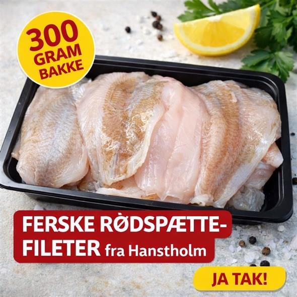 FERSKE RØDSPÆTTE-FILETER – 300 GRAM