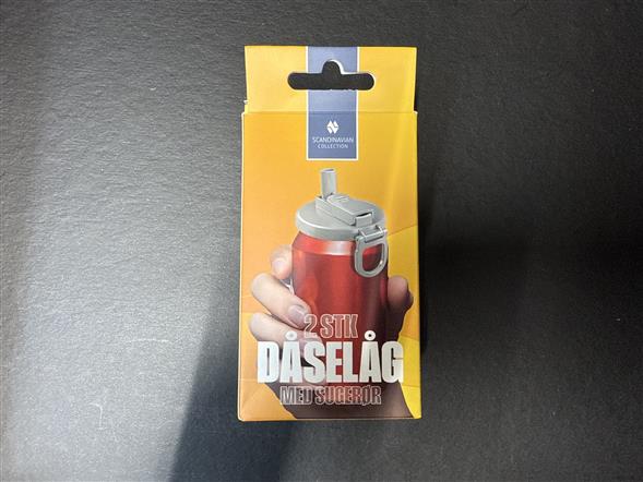 Dåse låg m. Sugerør 2-pak