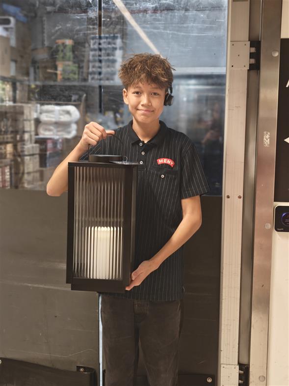 Stor Lanterne 48cm med rillet glas